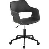Margarite Office Task Chair in Black Metal & Grey Leatherette